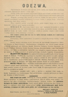 Odezwa do mieszkańców Białej Podlaskiej dot. odtworzenia księgozbioru Miejskiej Biblioteki Publicznej w Białej Podlaskiej