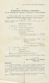 Zjazd Koleżeński Absolwentów Seminarium Nauczycielskiego w Leśnej Podlaskiej 31 maja 1936 : dokumenty niepublikowane i druki ulotne