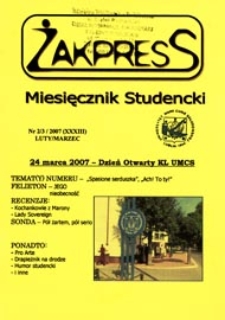 Żakpress : miesięcznik studencki R. 5 (2007) nr 2-3 (XXXIII) luty/marzec