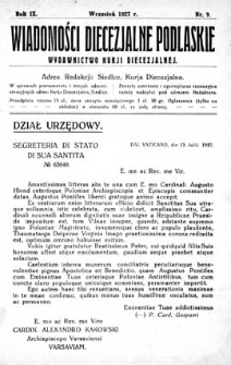 Wiadomości Diecezjalne Podlaskie R. 9 (1927) nr 9