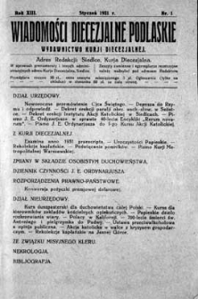 Wiadomości Diecezjalne Podlaskie R. 13 (1931) nr 1