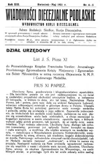 Wiadomości Diecezjalne Podlaskie R. 13 (1931) nr 4-5