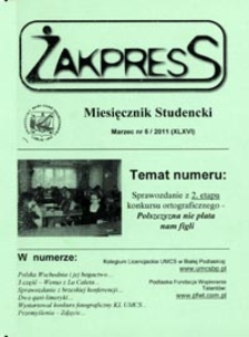 Żakpress : miesięcznik studencki R.8 (2011) nr 5 (XLXVI) marzec
