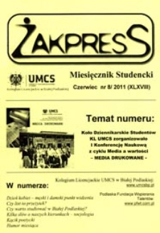 Żakpress : miesięcznik studencki R.8 (2011) nr 8 (XLXVIII) czerwiec