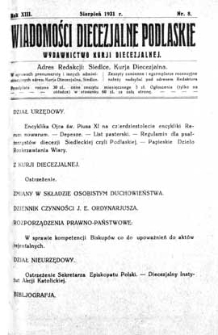 Wiadomości Diecezjalne Podlaskie R. 13 (1931) nr 8