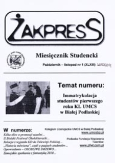 Żakpress : miesięcznik studencki R.8 (2010) nr 1 (XLXIII) październik - listopad