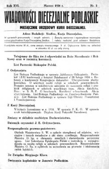 Wiadomości Diecezjalne Podlaskie R. 16 (1934) nr 3