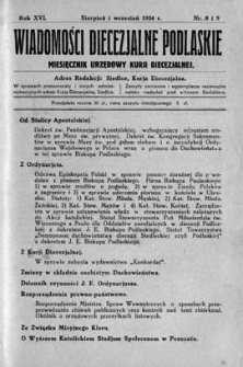 Wiadomości Diecezjalne Podlaskie R. 16 (1934) nr 8-9