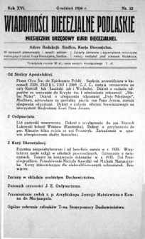 Wiadomości Diecezjalne Podlaskie R. 16 (1934) nr 12