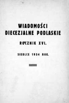 Wiadomości Diecezjalne Podlaskie R. 16 (1934) skorowidz