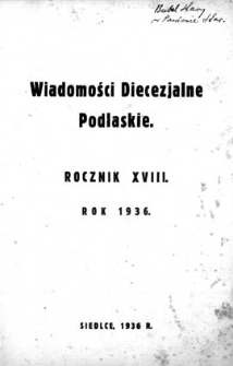 Wiadomości Diecezjalne Podlaskie R. 18 (1936) skorowidz