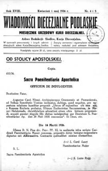 Wiadomości Diecezjalne Podlaskie R. 18 (1936) nr 4-5