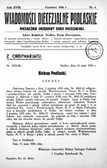 Wiadomości Diecezjalne Podlaskie R. 18 (1936) nr 6