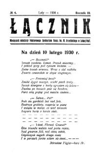 Łącznik : miesięcznik młodzieży Państwowego Seminarium Nauczycielskiego im.Mieczysława Brzezińskiego w Leśnej Podlaskiej R. 3 (1930) nr 4 (luty)