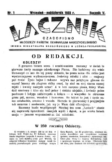 Łącznik : miesięcznik młodzieży Państwowego Seminarium Nauczycielskiego im.Mieczysława Brzezińskiego w Leśnej Podlaskiej R. 5 (1933) nr 1 (wrzesień/październik)