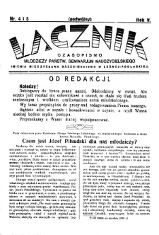 Łącznik : miesięcznik młodzieży Państwowego Seminarium Nauczycielskiego im.Mieczysława Brzezińskiego w Leśnej Podlaskiej R. 5 (1934) nr 4/5 (podwójny)