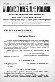Wiadomości Diecezjalne Podlaskie R. 20 (1938) nr 1-2