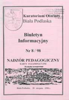 Biuletyn Informacyjny : Kuratorium Oświaty Biała Podlaska R. 7 (1998) nr 8