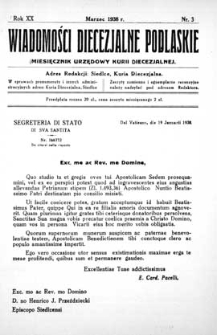 Wiadomości Diecezjalne Podlaskie R. 20 (1938) nr 3