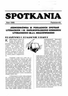 Spotkania : jednodniówka XI Podlaskich Spotkań Literackich i XI Ogólnopolskiego Konkursu Literackiego im. J. I. Kraszewskiego
