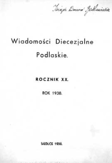 Wiadomości Diecezjalne Podlaskie R. 20 (1938) skorowidz