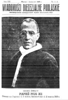 Wiadomości Diecezjalne Podlaskie R. 21 (1939) nr 3-4