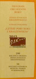 Rok Józefa Ignacego Kraszewskiego w Białej Podlaskiej i powiecie bialskim : [program obchodów]