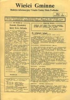 Wieści Gminne : biuletyn Urzedu Gminy w Białej Podlaskiej R. 1 (1995) nr 1