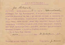 Odpis przysięgi zawodowej Jana Makaruka nauczyciela szkoły powszechnej w Sarnakach