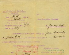 Zawiadomienie o przeniesieniu Jana Makaruka z 7-klasowej szkoły powszechnej w Janowie Podlaskim na stanowisko nauczyciela 4-klasowej szkoły powszechnej w Komarnie