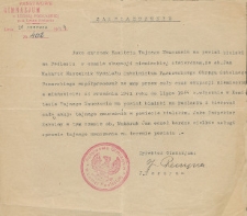 Zaświadczenie o działalności Jana Makaruka w tajnym nauczaniu na Podlasiu