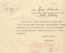 Odpis pisma Inspektora Szkolnego stwierdzajacego, że Jan Makaruk został kierownikiem nowej szkoły powszechnej nr 5 w Białej Podlaskiej