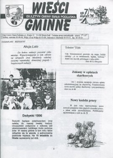 Wieści Gminne : biuletyn Urzędu Gminy w Białej Podlaskiej R. 2 (1996) nr 7