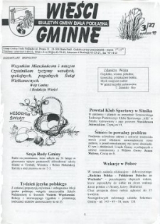 Wieści Gminne : biuletyn Urzędu Gminy w Białej Podlaskiej R. 3 (1997) nr 3