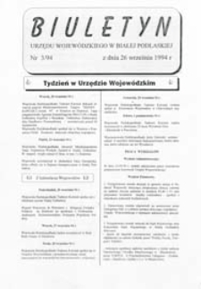 Biuletyn Urzędu Wojewódzkiego w Białej Podlaskiej R. 1 (1994) nr 3