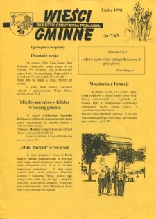 Wieści Gminne : biuletyn Urzędu Gminy w Białej Podlaskiej R. 4 (1998) nr 7