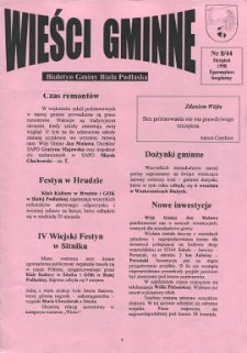 Wieści Gminne : biuletyn Urzędu Gminy w Białej Podlaskiej R. 4 (1998) nr 8