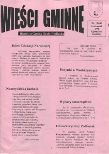 Wieści Gminne : biuletyn Urzędu Gminy w Białej Podlaskiej R. 4 (1998) nr 10