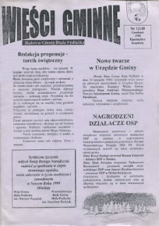 Wieści Gminne : biuletyn Urzędu Gminy w Białej Podlaskiej R. 4 (1998) nr 12