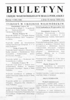 Biuletyn Urzędu Wojewódzkiego w Białej Podlaskiej R. 5 (1998) nr 11 (156)