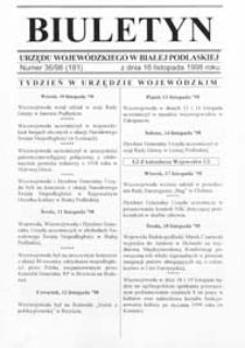 Biuletyn Urzędu Wojewódzkiego w Białej Podlaskiej R. 5 (1998) nr 36 (181)