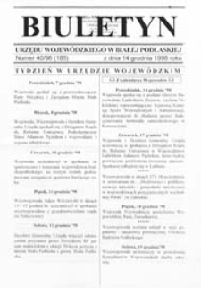 Biuletyn Urzędu Wojewódzkiego w Białej Podlaskiej R. 5 (1998) nr 40 (185)