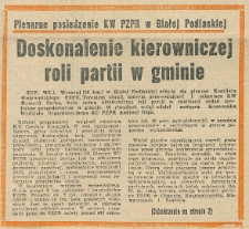 Doskonalenie kierowniczej roli partii w gminie: Plenarne posiedzenie KW PZPR w Białej Podlaskiej