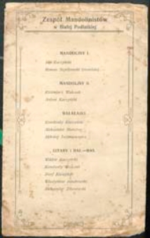 Program koncertu Zespołu Mandolinistów w Białej Podlaskiej