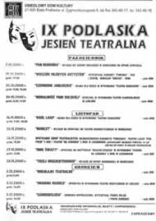 IX Podlaska Jesień Teatralna w Białej Podlaskiej : plakat