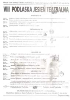 VIII Podlaska Jesień Teatralna w Białej Podlaskiej : plakat