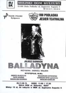 Balladyna -Juliusz Słowacki : afisz