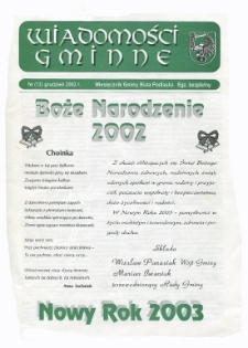 Wiadomości Gminne : miesięcznik gminy Biała Podlaska R. 4 (2002) nr 12