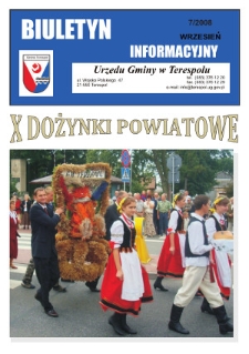Biuletyn Informacyjny Urzędu Gminy w Terespolu R. 17 (2008) nr 7