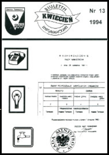 Biuletyn Informacyjny Urzędu Gminy w Terespolu R. 3 (1994) nr 13 (kwiecień)